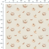 Tissu - Citrouilles et feuilles crème 2