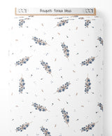 Tissu - Bouquets floraux bleus