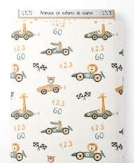 Tissu - Animaux en voitures de course