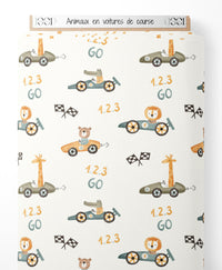 Tissu - Animaux en voitures de course