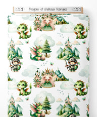 Tissu - Dragons et châteaux féeriques