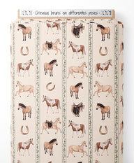 Tissu - Chevaux bruns en différentes poses