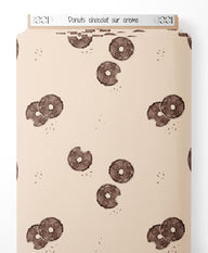 Tissu - Donuts chocolat sur crème