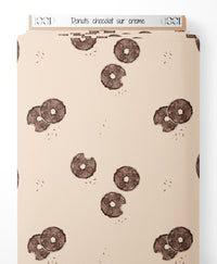 Tissu - Donuts chocolat sur crème
