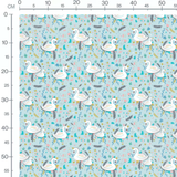 Tissu - Cygnes et feuillages colorés