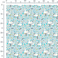 Tissu - Cygnes et feuillages colorés