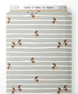 Tissu - Glands et feuilles sur rayures