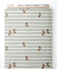 Tissu - Glands et feuilles sur rayures