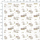 Tissu - Moutons et clôtures en bois