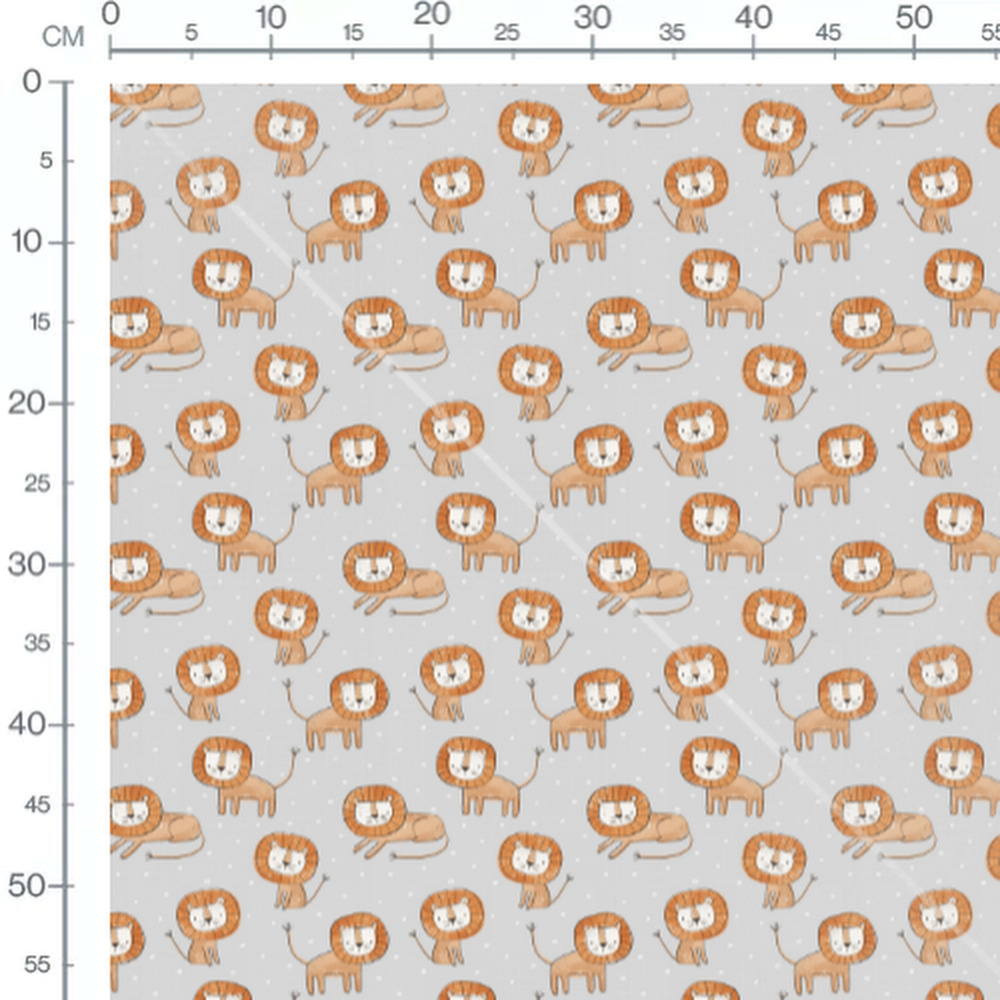 Tissu - Lions cartoon sur fond gris