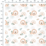 Tissu - Lions et arcs pastel blanc