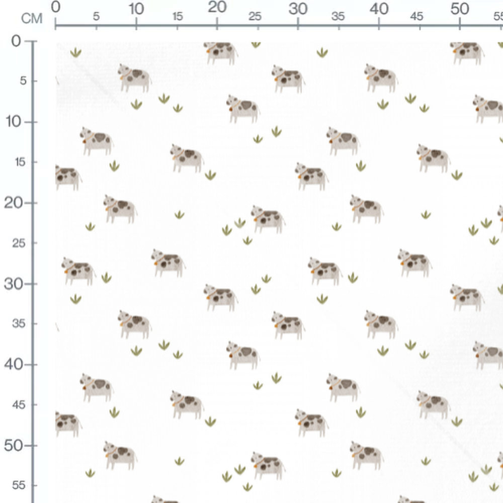 Tissu - Vaches et herbes vertes