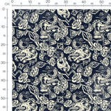 Tissu - Crânes et serpents entrelacés