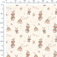 Tissu - Ours et lapins crème festif