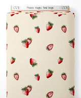 Tissu - Fraises rouges sur fond beige
