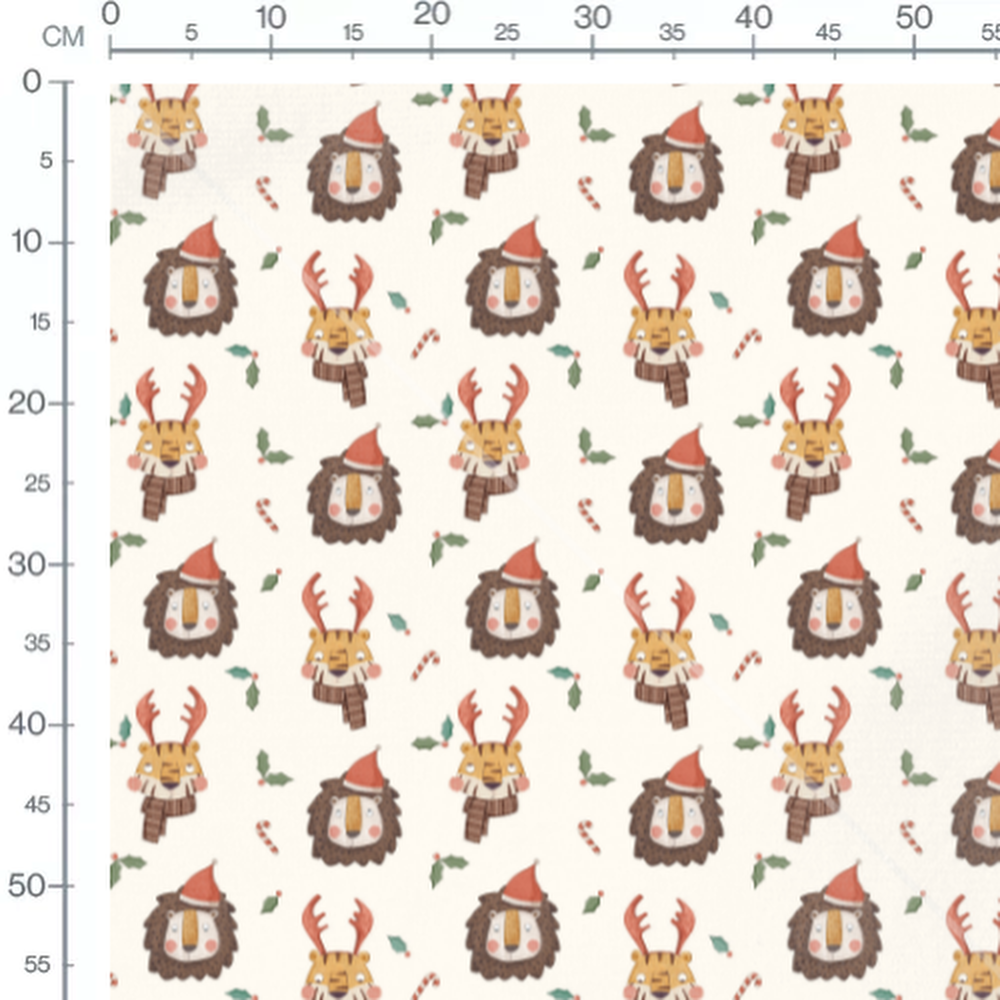 Tissu - Tigres et lions festifs