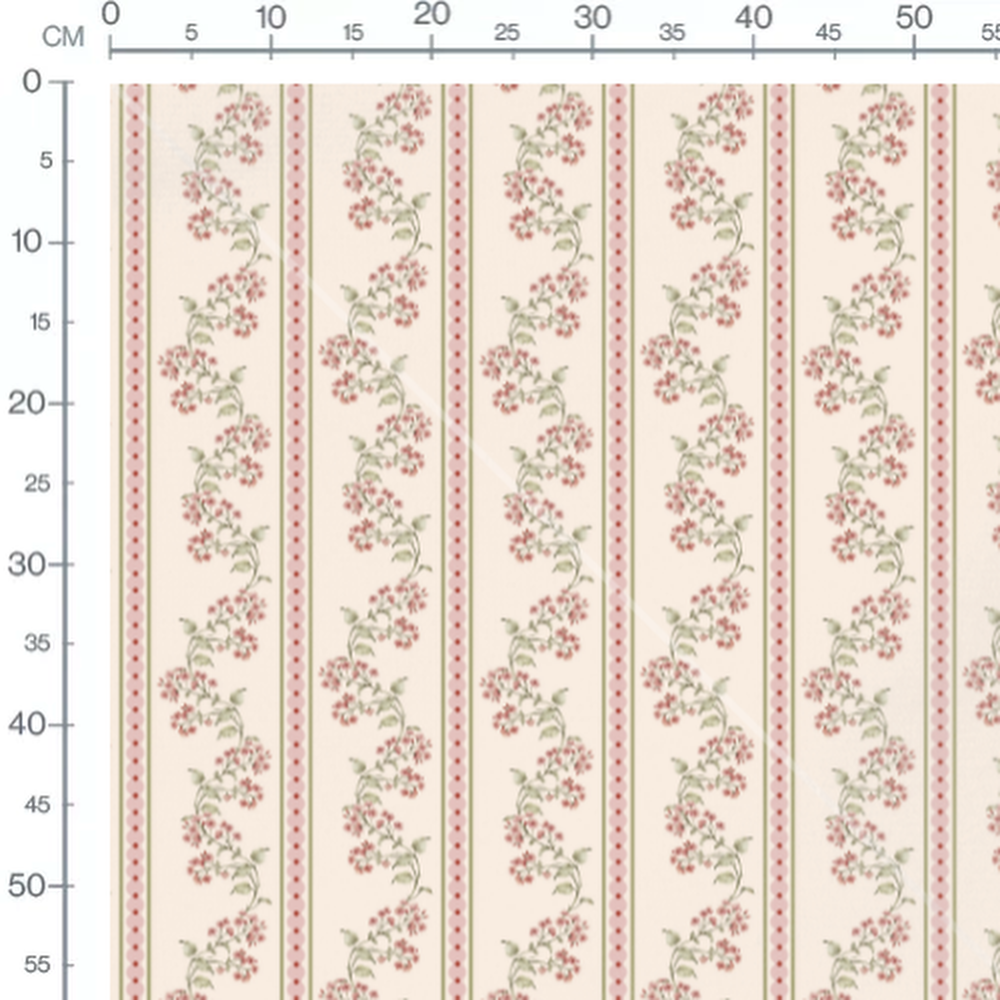 Tissu - Fleurs roses et lianes