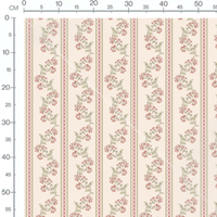 Tissu - Fleurs roses et lianes