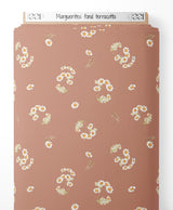 Tissu - Marguerites sur fond terracotta