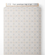 Tissu - Fleurs géométriques beige et gris
