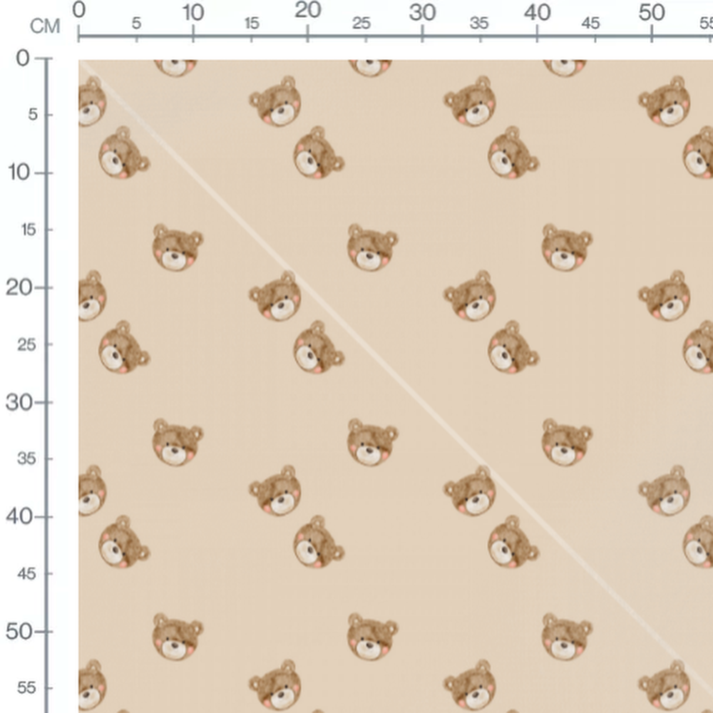 Tissu - Oursons marron aux joues roses