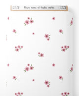 Tissu - Fleurs roses et feuilles vertes