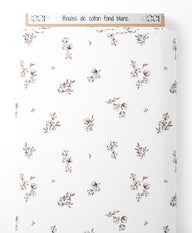 Tissu - Boules de coton sur fond blanc