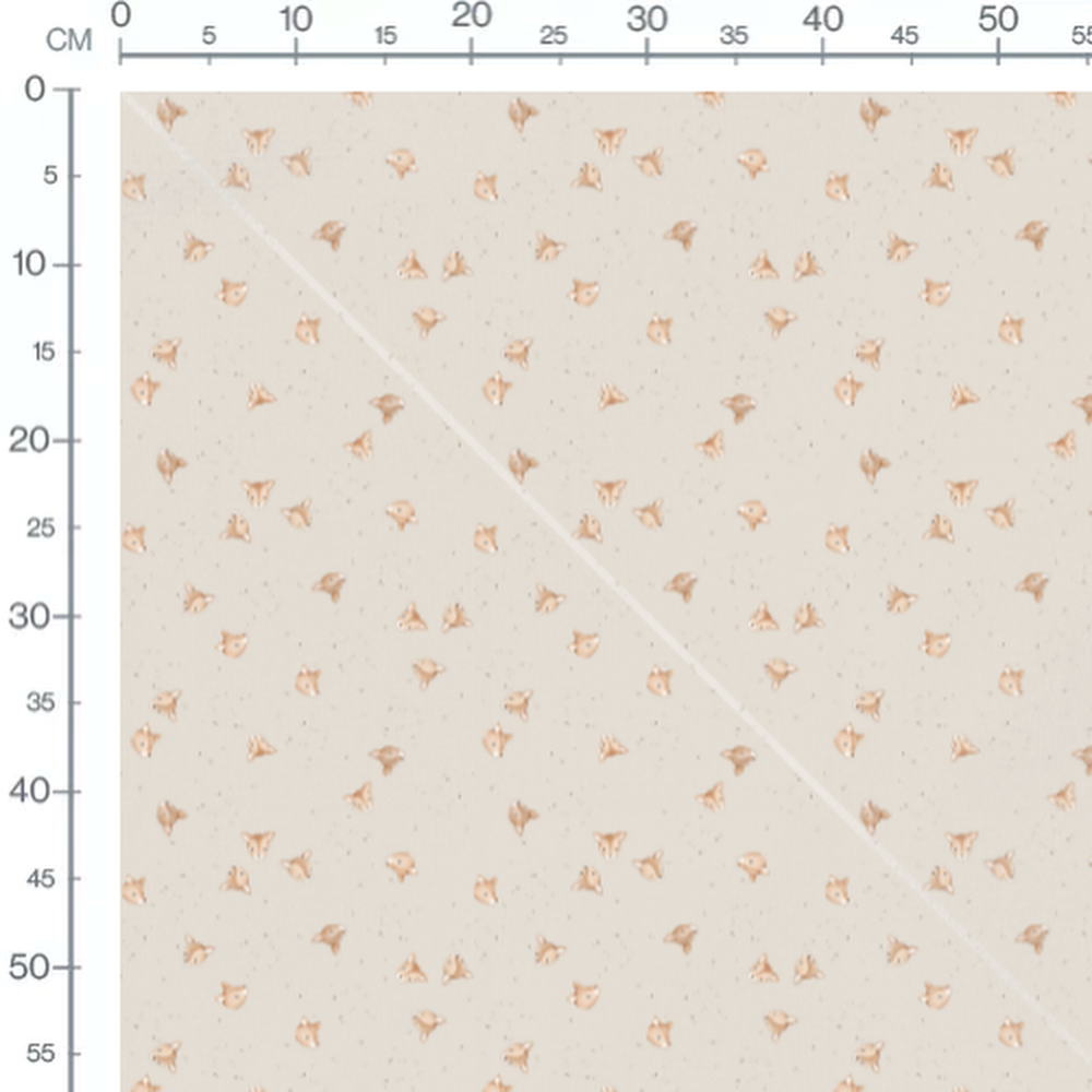 Tissu - Faons beige sur fond crème