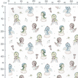 Tissu - Dinosaures et oursons sur nuages
