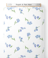 Tissu - Bouquets de fleurs bleues