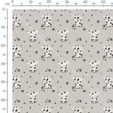 Tissu - Vaches blanches sur fond gris