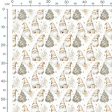 Tissu - gnome de Noel beige et sapin