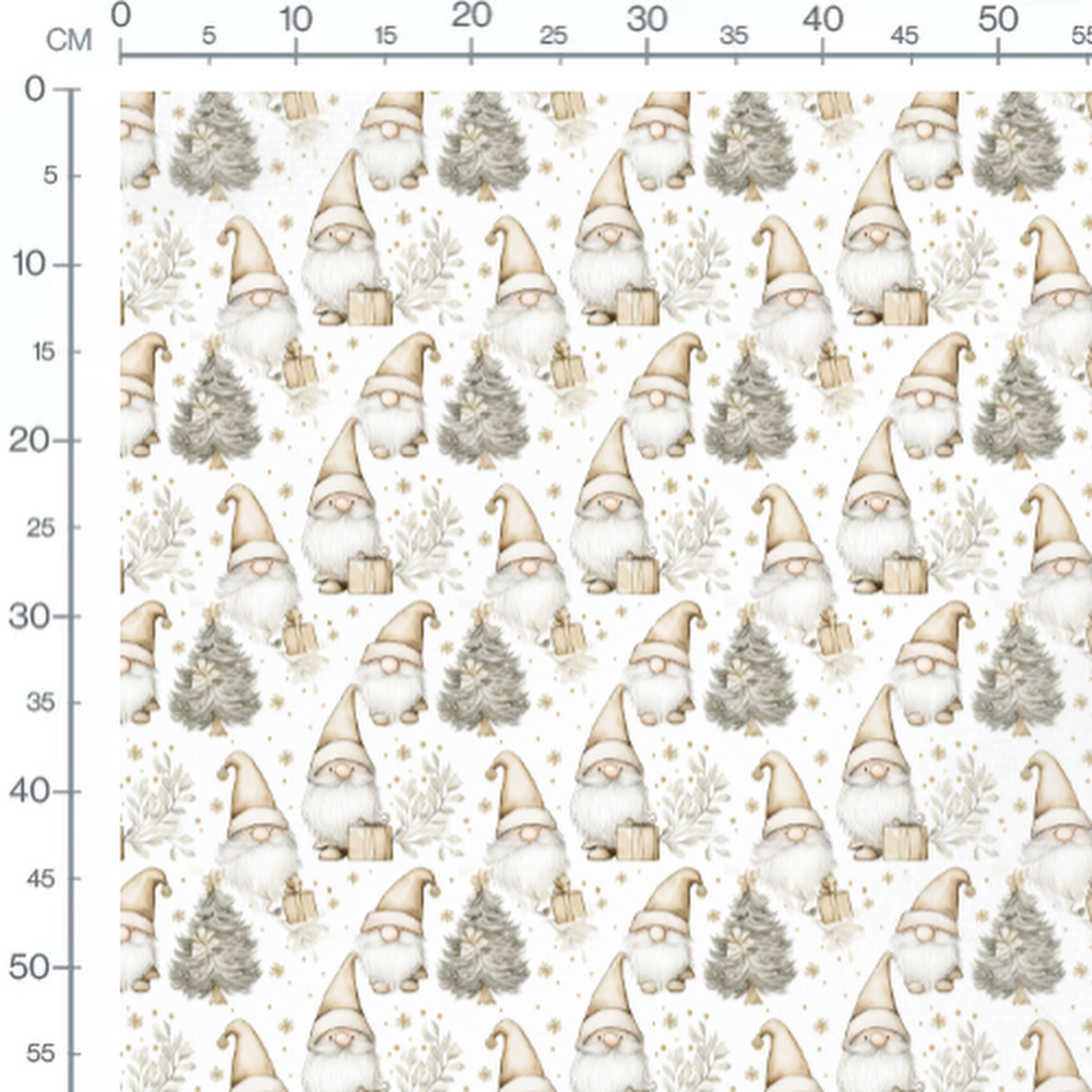 Tissu - gnome de Noel beige et sapin
