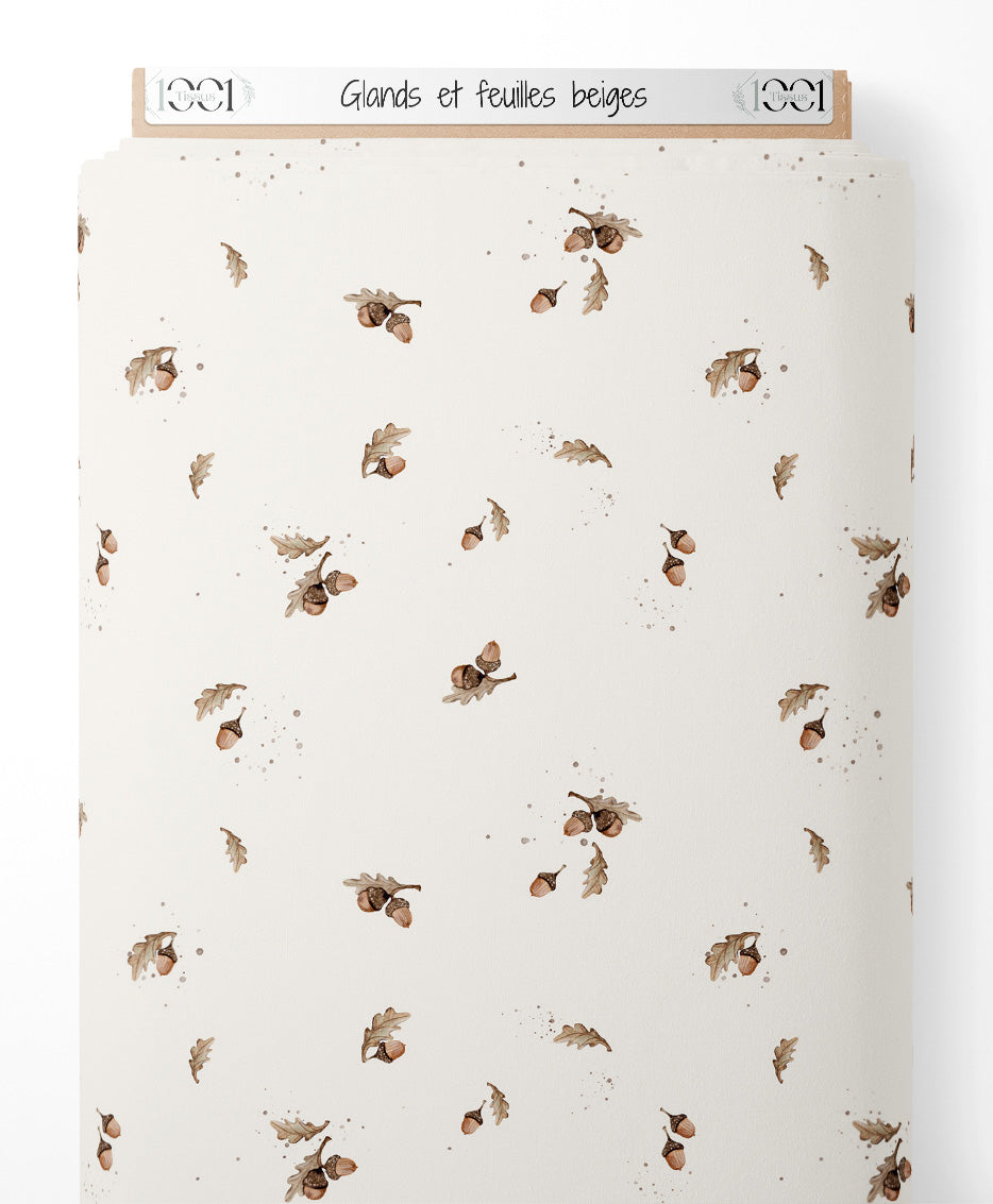 Tissu - Glands et feuilles beiges