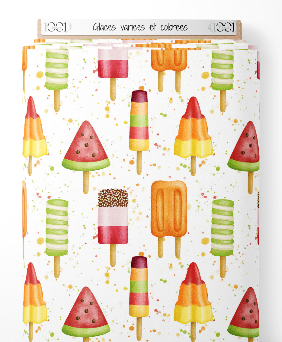Tissu - Glaces variées et colorées