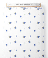 Tissu - Baies bleues sur fond blanc 2