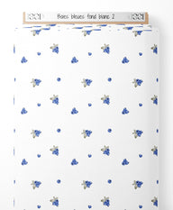 Tissu - Baies bleues sur fond blanc 2