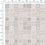 Tissu - Carreaux étoilés beige et gris 2