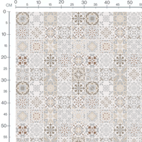 Tissu - Carreaux étoilés beige et gris 2