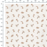 Tissu - Lapins bruns sur fond blanc