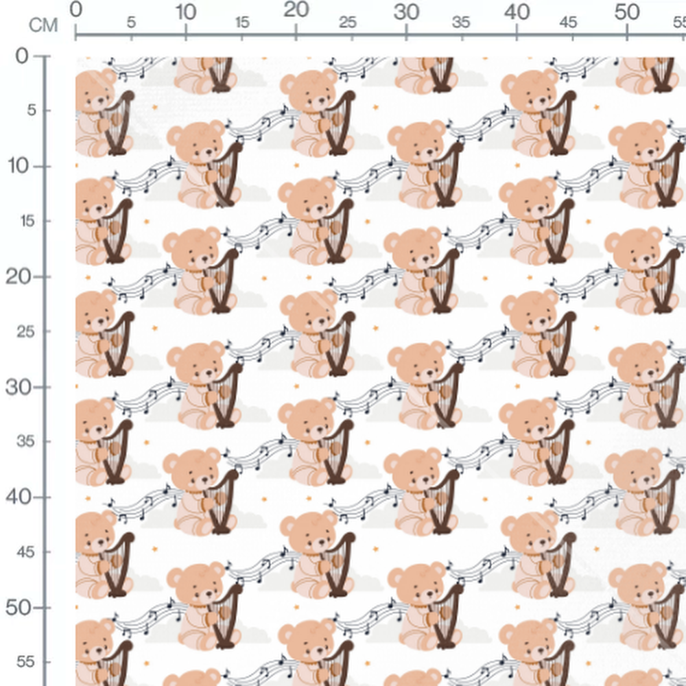 Tissu - Oursons jouant de la harpe