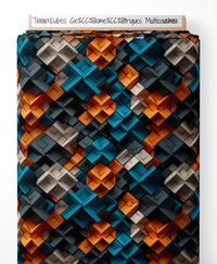 Tissu - Cubes Géométriques Multicouches