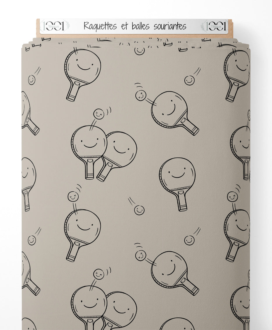 Tissu - Raquettes et balles souriantes
