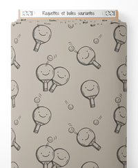 Tissu - Raquettes et balles souriantes