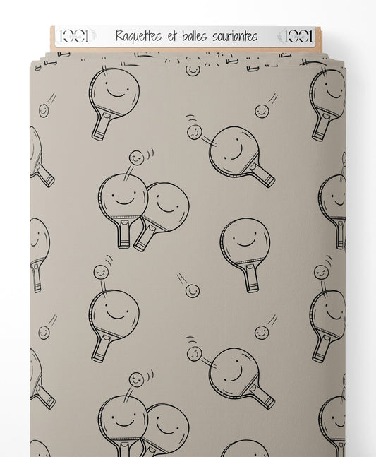 Tissu - Raquettes et balles souriantes