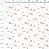 Tissu - Renards et lapins marron gris