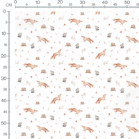 Tissu - Renards et lapins marron gris