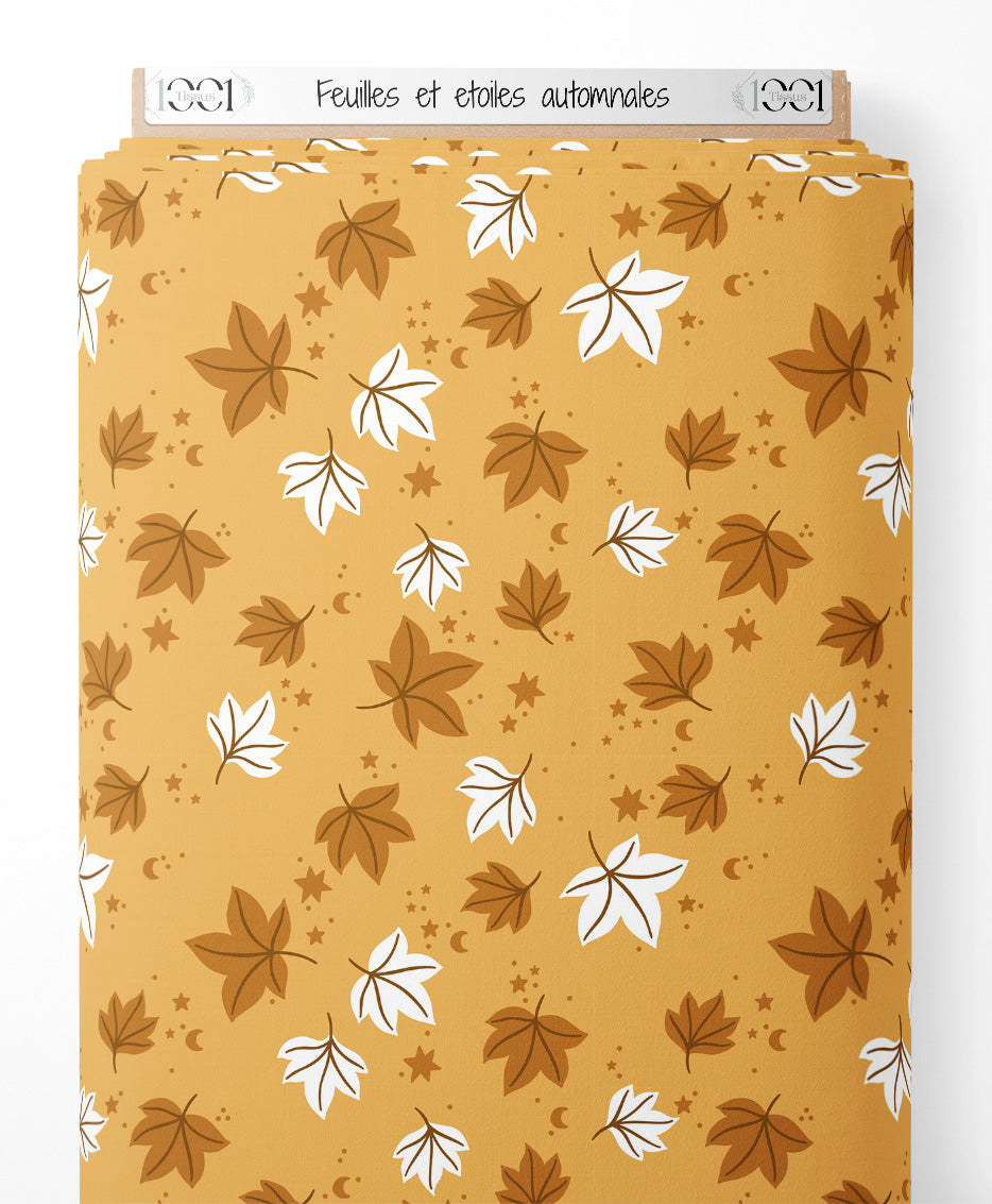 Tissu - Feuilles et étoiles automnales