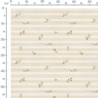 Tissu - Feuilles et rayures beiges