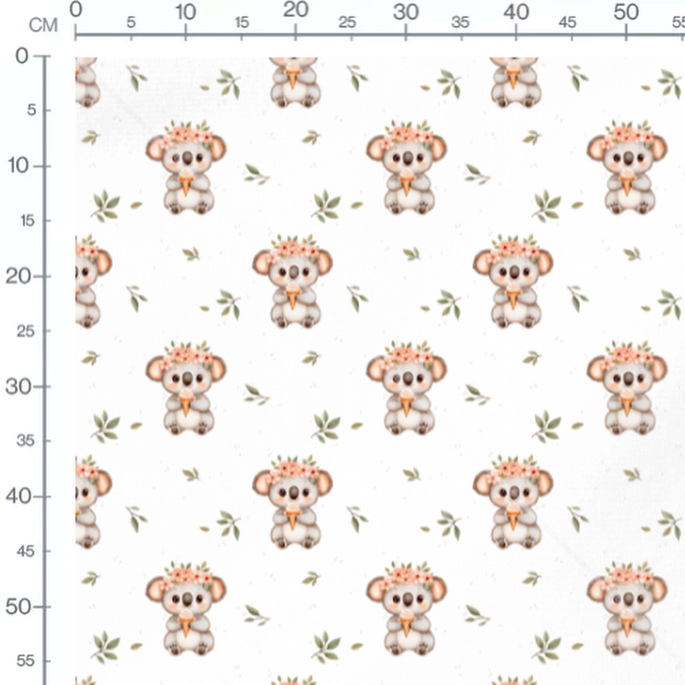 Tissu - Koalas fleurs et glace
